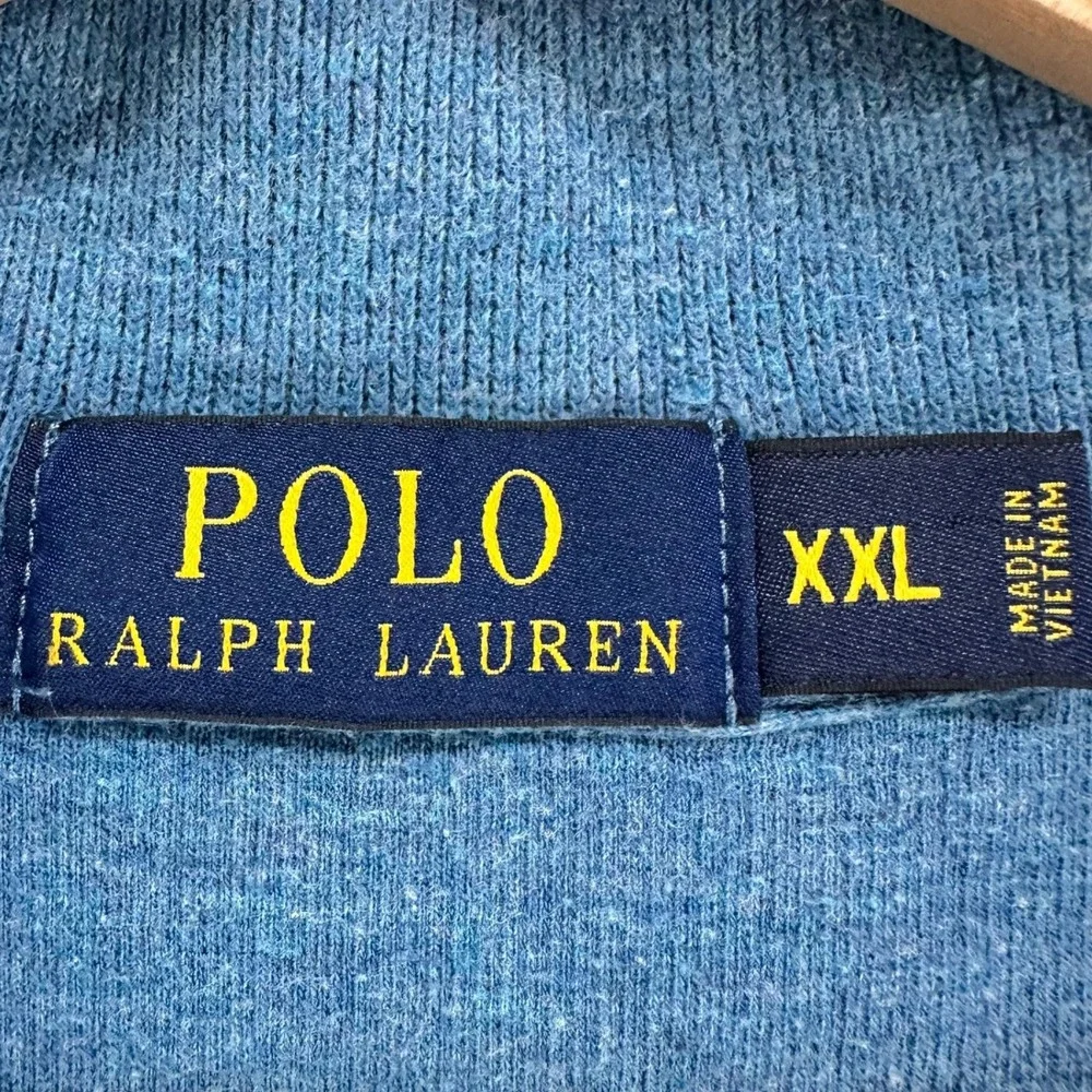Polo Ralph Lauren Sweatshirt Mens XXL Blue Estate Rib 1/4 Zip‎ Pullover Preppy